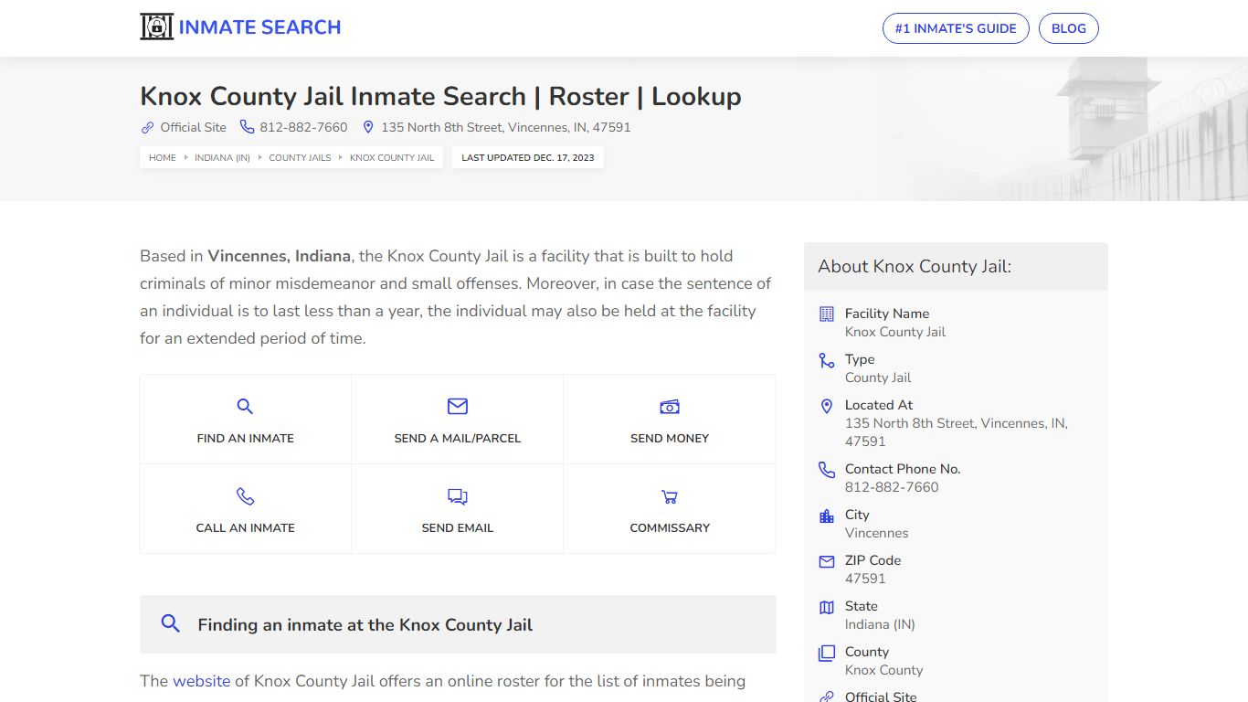 Knox County Jail Inmate Search | Roster | Lookup