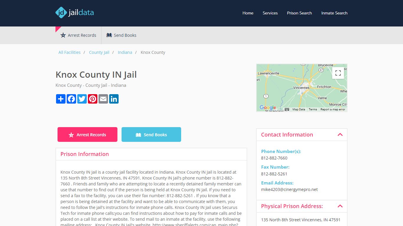 Knox County IN Jail Inmate Search and Prisoner Info - Vincennes, IN